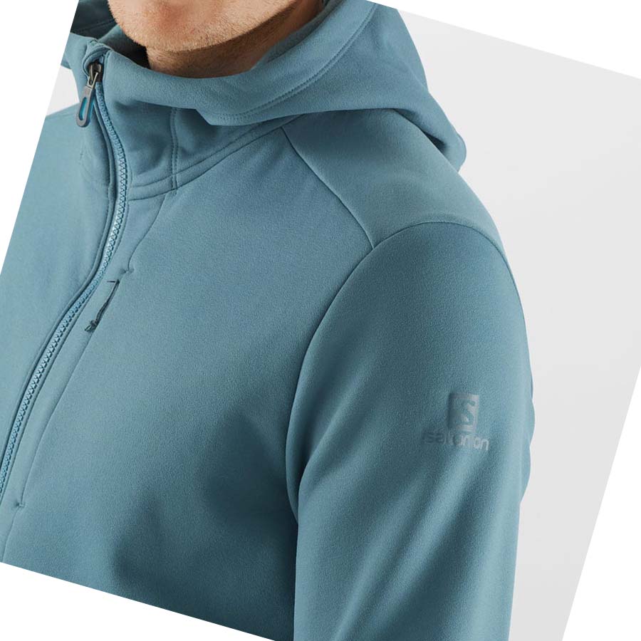 Salomon ESSENTIAL WARM FLEECE Erkek Kapüşonlu Sweatshirt Mavi | TR 3195XYU